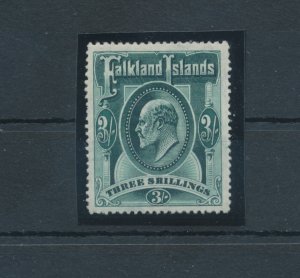 1904-12 FALKLAND ISLANDS - Stanley Gibbons #49 - 3 shillings green - MNH** - Lux