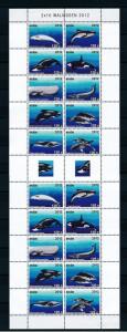 [ARV603] Aruba 2012 Whales Marine life Miniature Sheet with labels MNH