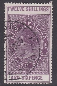 NEW ZEALAND 1880 LONG TYPE STAMP DUTY 12/6d used...........................A3495