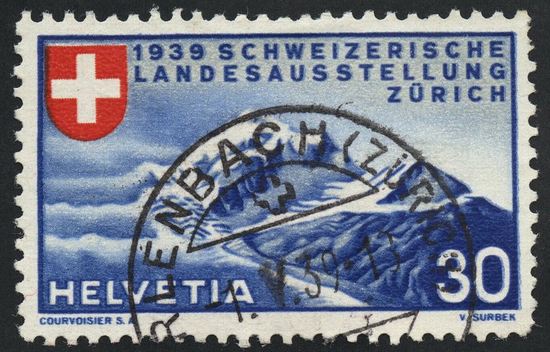 01890 Switzerland Scott #252 Zurich Mountains used, SOTN CDS handstamp cancel