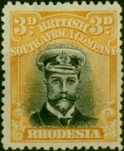 Rhodesia 1918 3d Black & Yellow SG259 Fine & Fresh MM