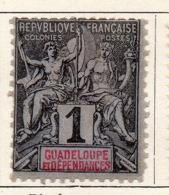 Guadeloupe 1892 Tablet Type Early Issue Fine Mint Hinged 1c. 050827