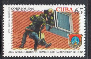 CUBA Sc# 5870 HAVANA FIRE FIGHTERS brigade  ANTIQUE TRUCKS 65c 2016 MNH
