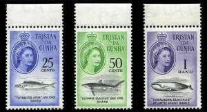 Tristan da Cunha #52-54 Cat$60.50, 1961 QEII, 25c-1r, three high values, each...