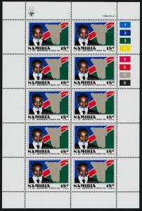 Namibia 659-61 Sheets MNH Pres Sam Nujoma, Map, Flag