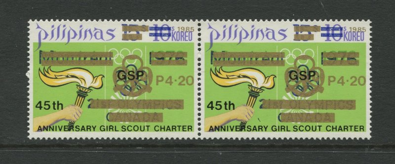 STAMP STATION PERTH Philippines #1759 Scout Overprint MNH  Horizontal Pair