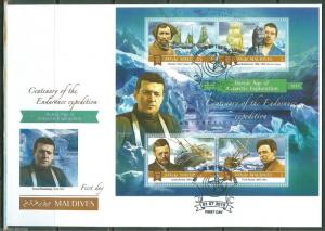 MALDIVES 2015 CENTENNIAL OF THE  ENDURANCE EXPEDITION  ERNEST SHACKLETON SHT FDC