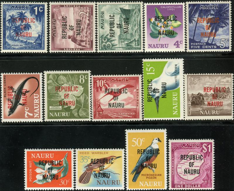 Nauru 1968 SG80-93 Birds Flowers Scene Lizard Industry ovpt set MNH