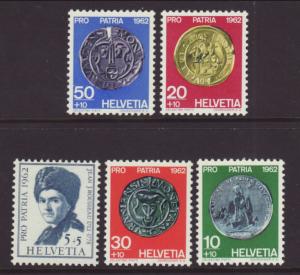 Switzerland B313-B317 Coins on Stamps MNH VF