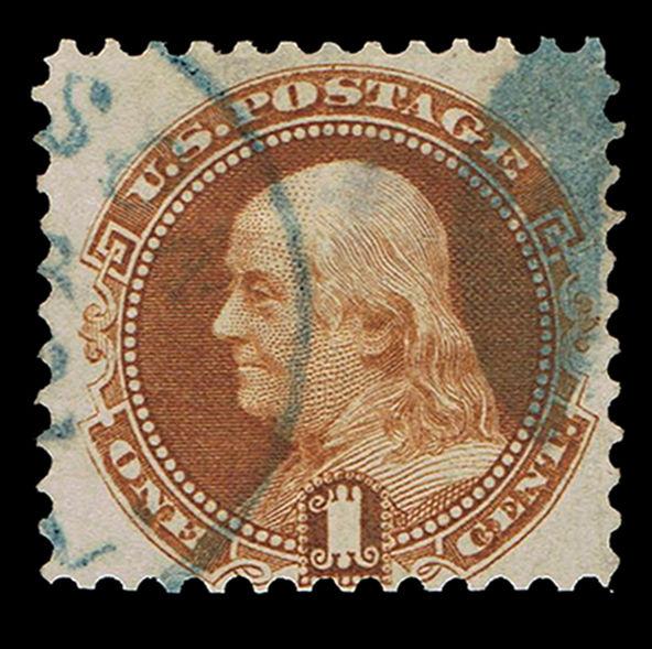 GENUINE SCOTT #133 USED RARE BLUE TOWN CANCEL CERT - SCV $550 DEALER ESTATE 