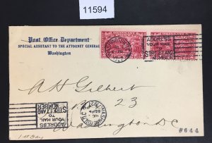 MOMEN: US STAMPS # 644 PAIR FDC 1927 AUG 3 POSTAL COVER USED LOT #11594