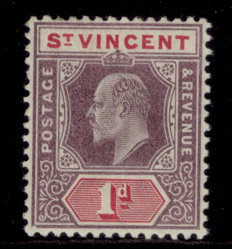 ST. VINCENT EDVII SG77, 1d dull purple & carmine, LH MINT.