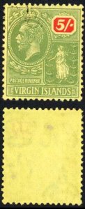 British Virgin Is SG101 5/- trace of a cancel at top