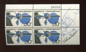 APOLLO 9 ASTRONAUT McDIVITT, SCOTT & SCHWEICKART SIGNED PLATE BLOCK (BZ 991)