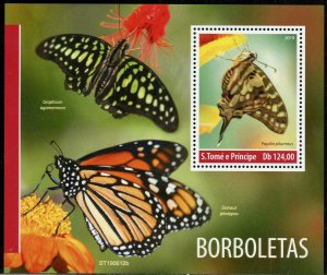 SAO TOME 2019  BUTTERFLIES  SOUVENIR SHEET  MINT NEVER HINGED