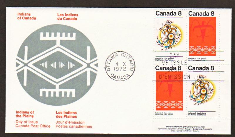 SC#564-5 Plains Indians FDC LR Plate Block