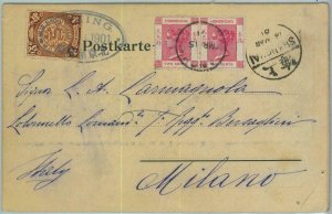 BK0587 - HONG KONG / CHINA - Postal HISTORY - MIXED FRANKING on POSTCARD 1901