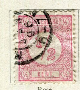 NETHERLANDS; 1877 early classic Numeral issue used 1/2c. value