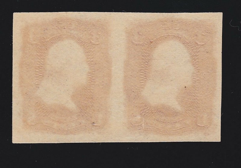 US 66TCa Lake Imperf Pair on Stamp Paper OG VVLH w/ PF Cert SCV $1850