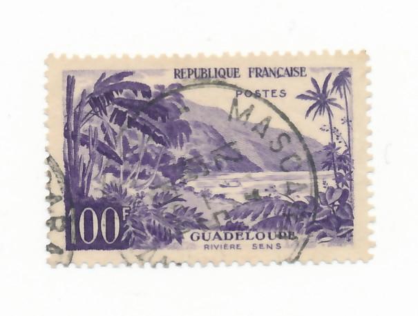France 1959  Scott 909 used - 100fr, Sens River Guadeloupe