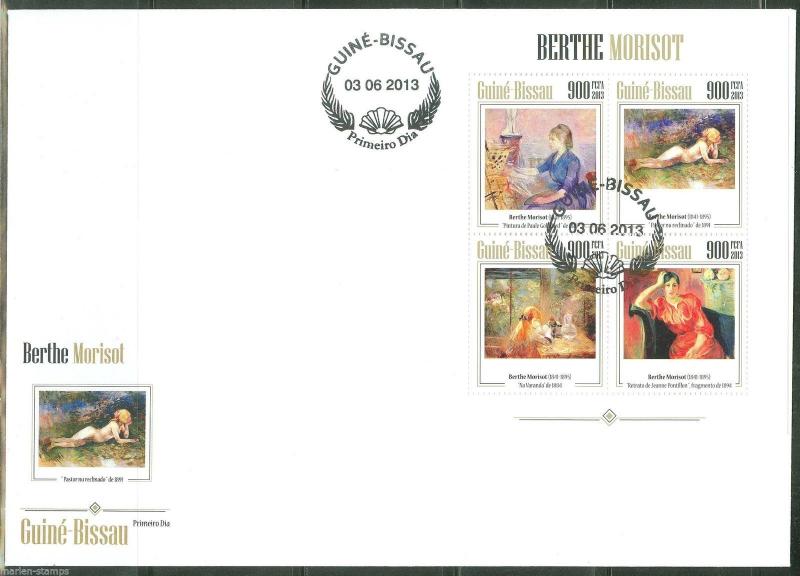 GUINEA BISSAU 2013  BERTHE MORISOT  SHEET FDC