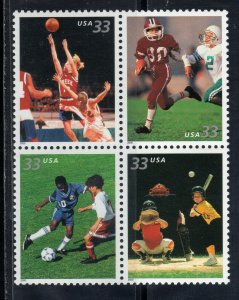 3399 - 3402 * YOUTH TEAM SPORTS *  U.S. Postage Stamps Block MNH