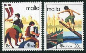 Malta 584-585,MNH.Michel 628-629. EUROPE CEPT-1981.Folklore.Horse race,Climbing.