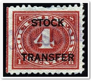 RD3 4¢ Stock Transfer Stamp (1918-22) Used