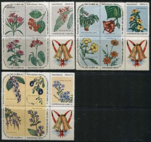 Cuba 1969, Christmas, flowers 3x5v, MNH