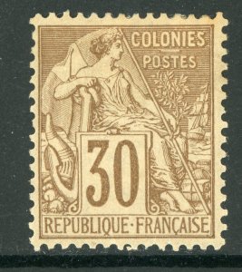 France Colonies 1886 Peace & Commerce 30¢ Brown Sc# 55 Mint D675