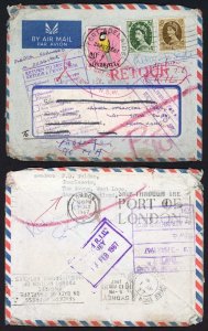 1967 redirected cover to Hong Kong returned to sender GB and Australian Stamps