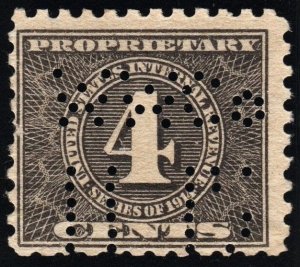 RB58 4¢ Proprietary Stamp (1914) Perfin