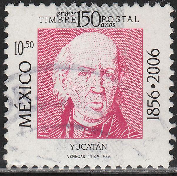 MEXICO 2526z, YUCATAN $10.50 150th ANNIV OF POSTAGE STAMP. USED. F-VF. (273)