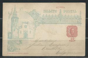 Azores Stationary Postcard H&G #26 Used to Belgium