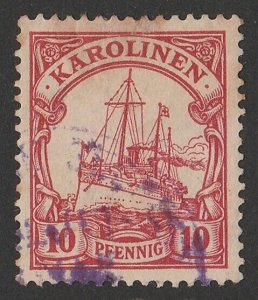 GERMANY - Carolines 1901 Yacht 10pf Deutsche Seepost Jaluit Linie negative seal.