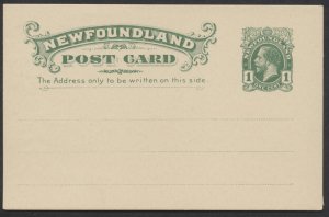 Newfoundland Unused #P13 1c George V Postal Stationery Card