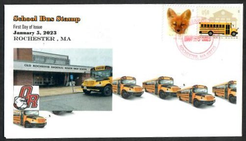 5740 & 5742-FDC-24cSchool Bus & Red Fox-Rochester, MA-Dead Men's Cachet-...