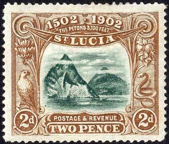 St Lucia 1902SG63 2d Anniversary of Discovery mint cat 18 pounds