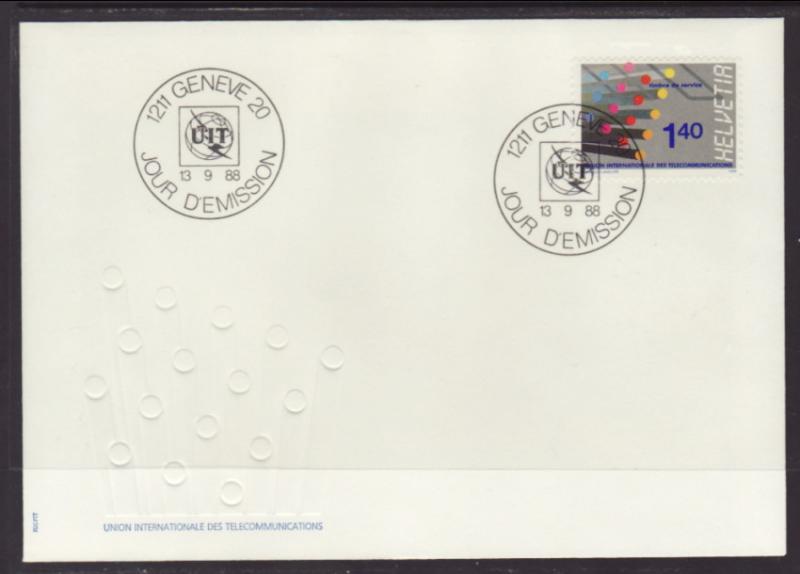 Switzerland 10O14 ITU 1988 U/A FDC