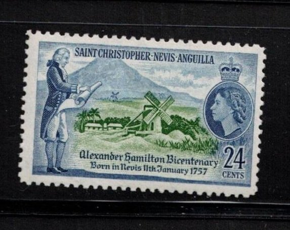 ST CHRISTOPHER, NEVIS & ANGUILLA  Scott # 135 MH - QEII & Alexander Hamilton