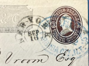 CDRK US Cover Virginia City, NJ per steamer  in New York City with 1861 3 cent