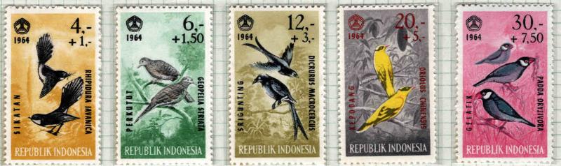 Indonesia Scott B160-B164 MNH** 1965 semi-postal Bird set