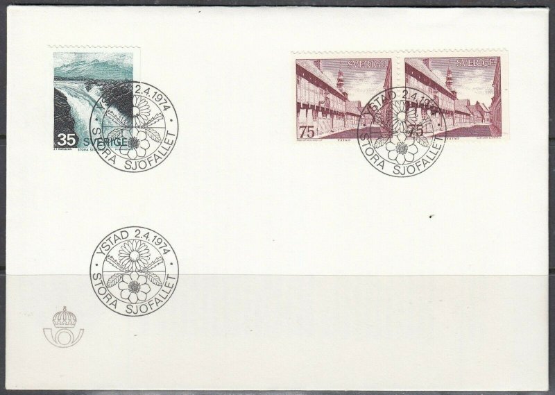 Sweden Scott 1039-40 FDC - Local Scenes