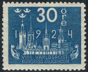 SWEDEN 1924 SC #202, F Fresh MH* 30 ore UPU cv $15.00  *Bay Stamps* 