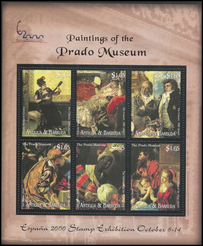 Antigua & Barbuda 2000 Sc 2409 Paintings Prado CV $6.67 