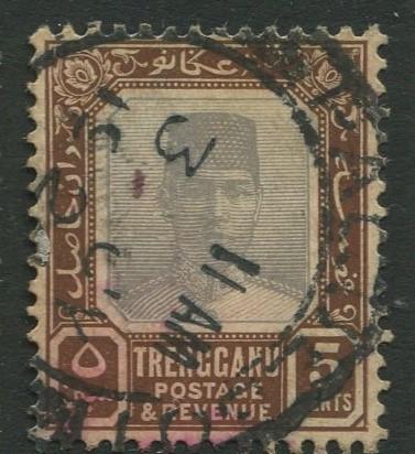 Malaya-Trengganu -Scott 25 - Sultan Badaru l Alam - 1925- Used - Single 5c Stamp