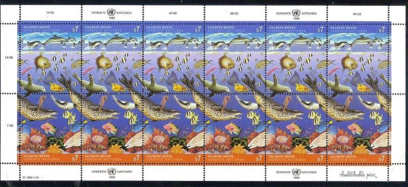 UNITED NATIONS 1992 All Offices CLEAN OCEANS  sc# N603-604 G214-215 V127-8, MNH