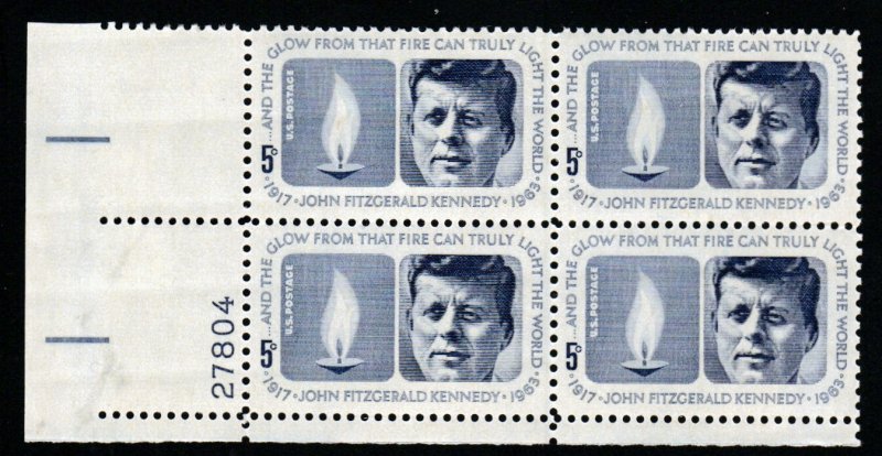 SC# 1246 - (5c) - Kennedy Memorial, MNH plate block/4 - LL # 27804