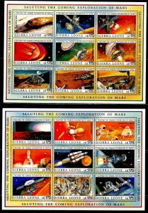 SIERRA LEONE Sc#1167-1171 1990 Exploration of Mars Five S/S OG Mint NH