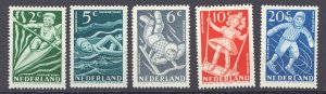 Netherlands Sc# B189-B193 MH (a) 1948 2+2c yellow green Boy in Kayak